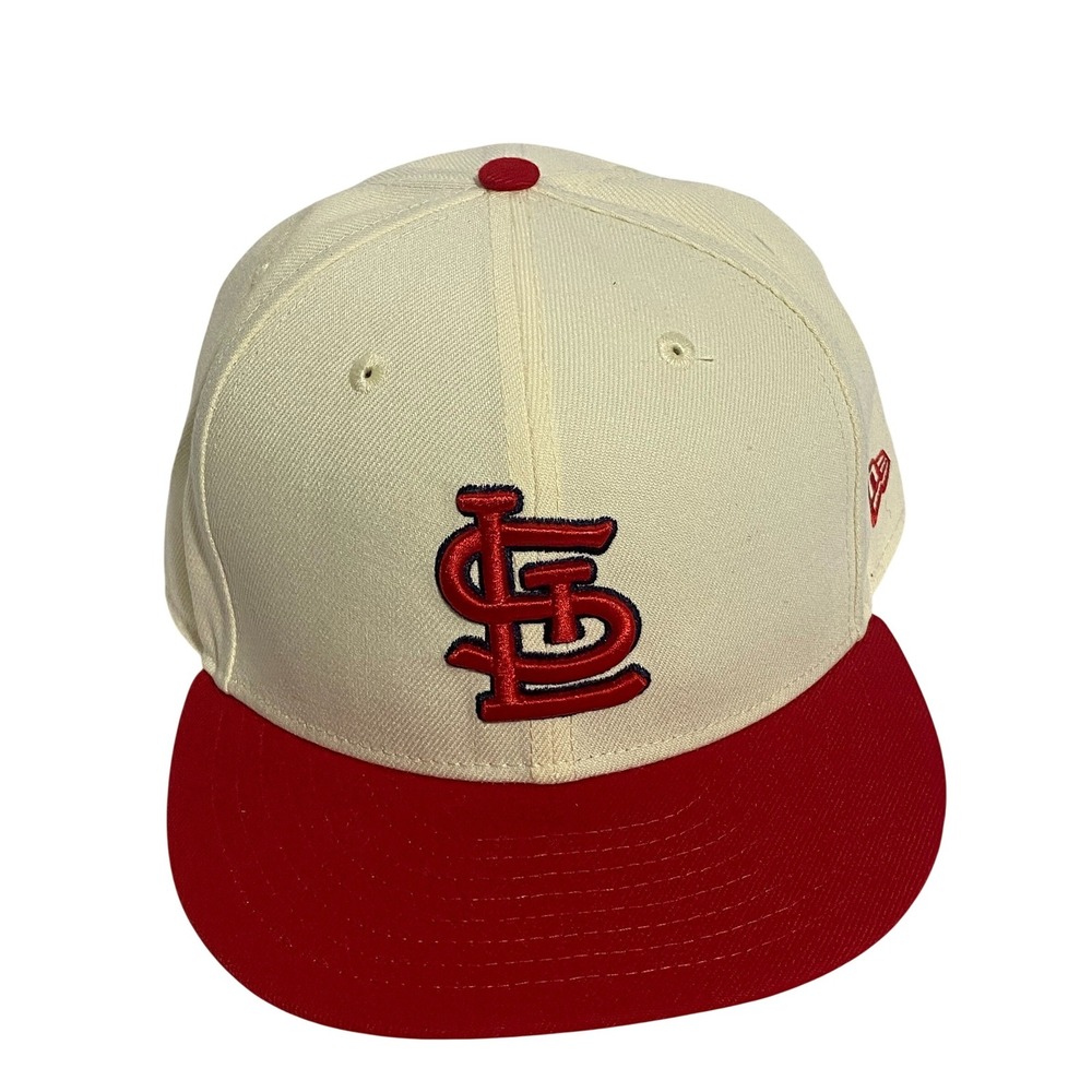 New Era 59FIFTY St Louis Cardinals Fitted Hat Cream Red Size 7 5/8 MLB Cap
